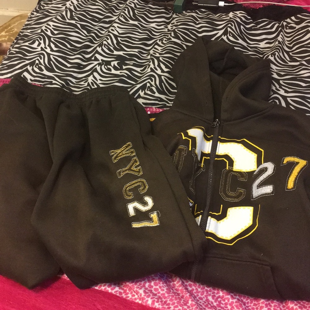 This is a brown jogging suit